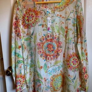 Athleta Large Semi-Transparent Silk and Cotton Tunic (Brand New)